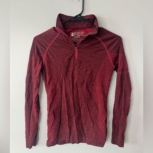 Figs Burgundy salta quarter zip under scrub